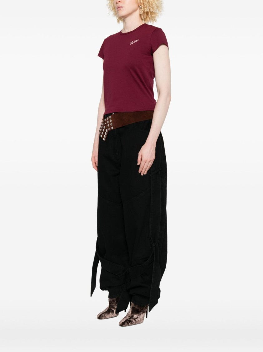 The Attico Bordeaux Cotton T-Shirt With Subtle Logo