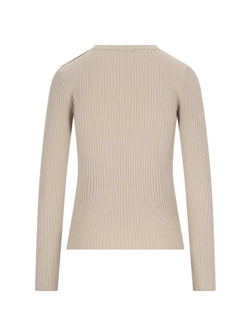 Courrèges Ribbed Knit Sweater – Beige