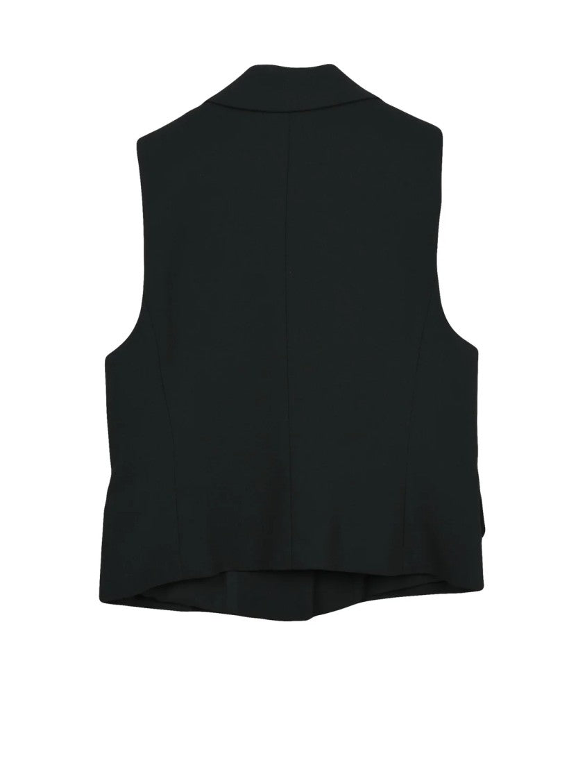 Marella Art.365 Tailored Black Vest With Classic Lapel And Flap Pockets