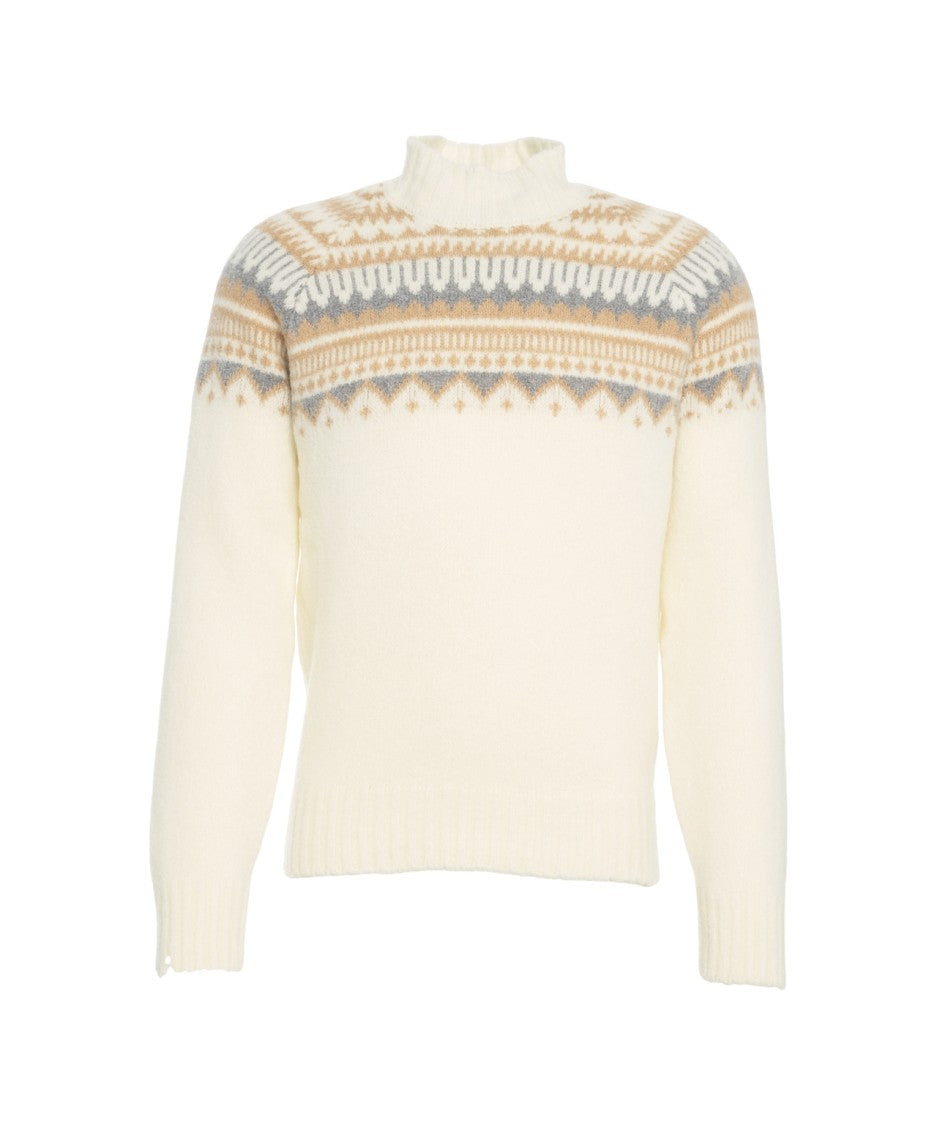 Gender Beige Knit Sweater With High Neck