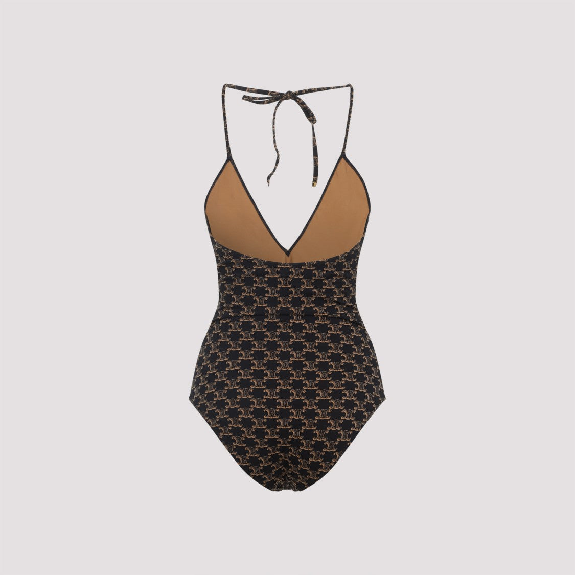 Celine Monogram Deep V-Neck One-Piece Swimsuit