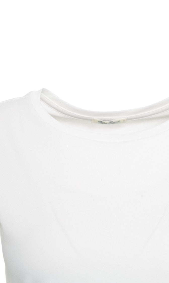 Stefan Brandt Classic White Cotton T-Shirt With Round Neckline