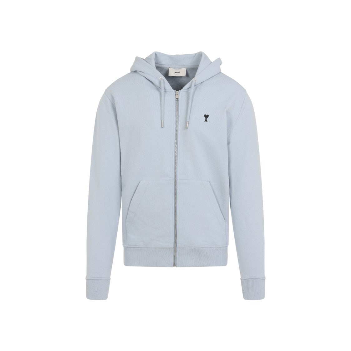 Ami Light Blue Zip-Up Hoodie With Drawstring Hood