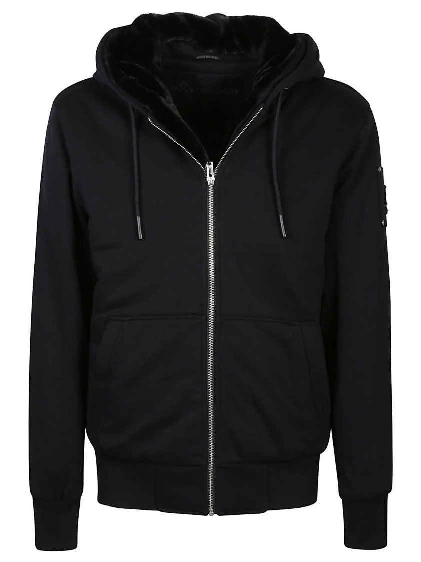 Moose Knuckles Black Classic Bunny Zip-Up Cotton-Blend Hoodie