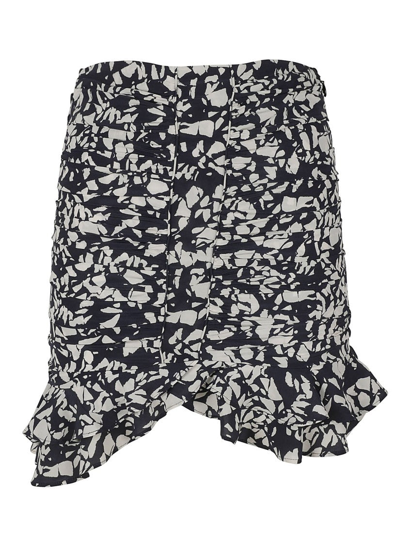 Isabel Marant Ruched Black Skirt With Ruffled Hem