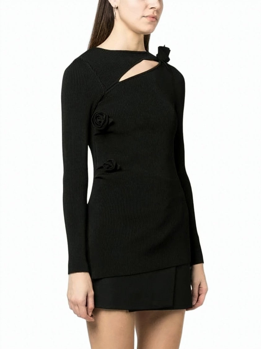 Coperni Fitted Ribbed Sweater With Asymmetrical Neckline