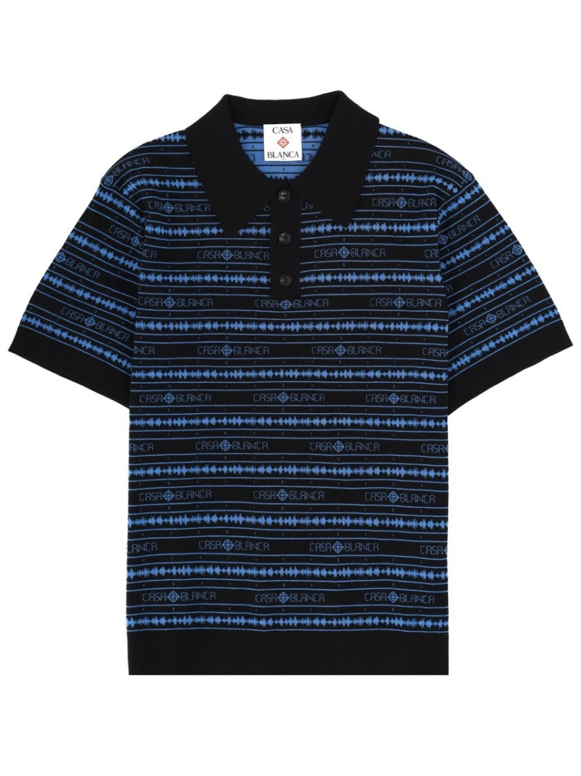 Casablanca Sound Wave Stripe Printed Polo Shirt