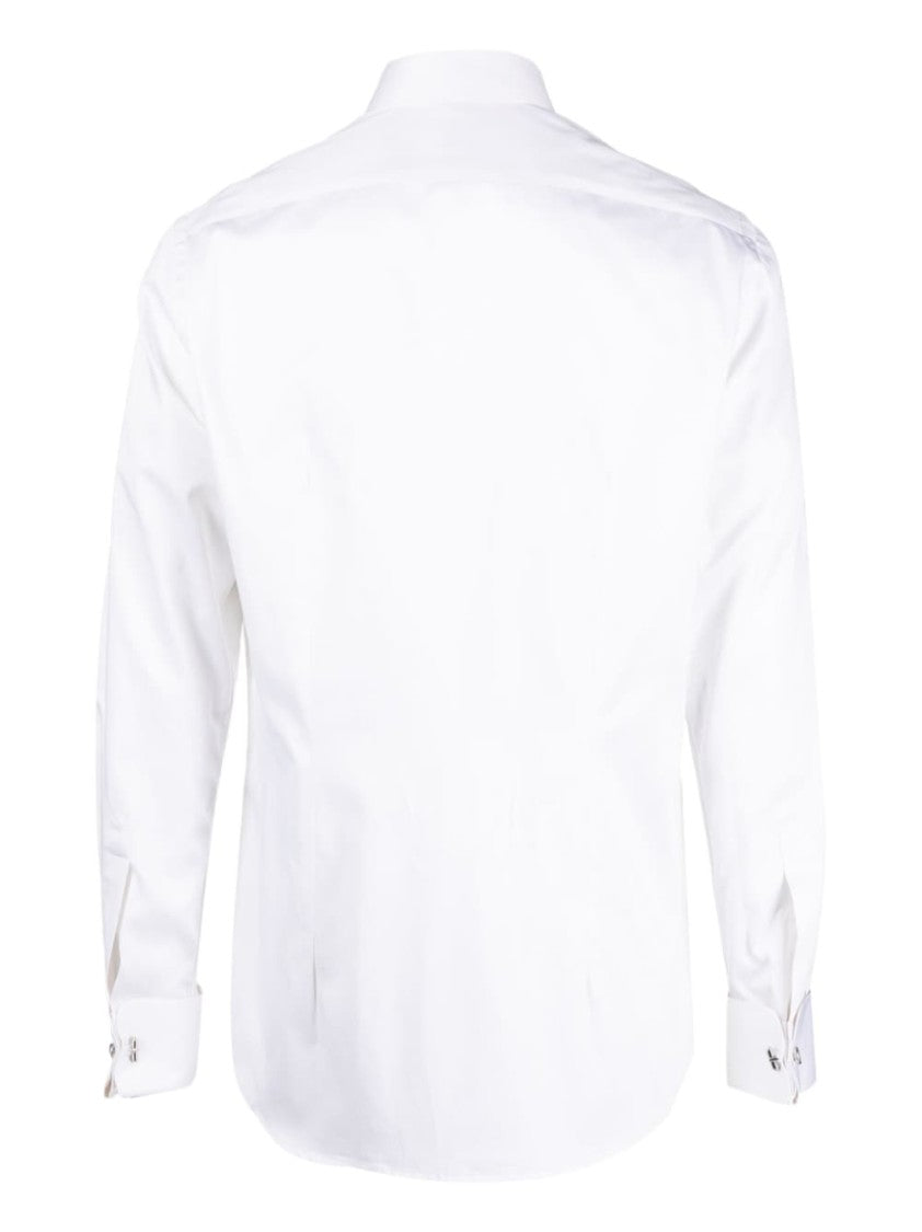 Xacus Long-Sleeve White Shirt With Mandarin Collar