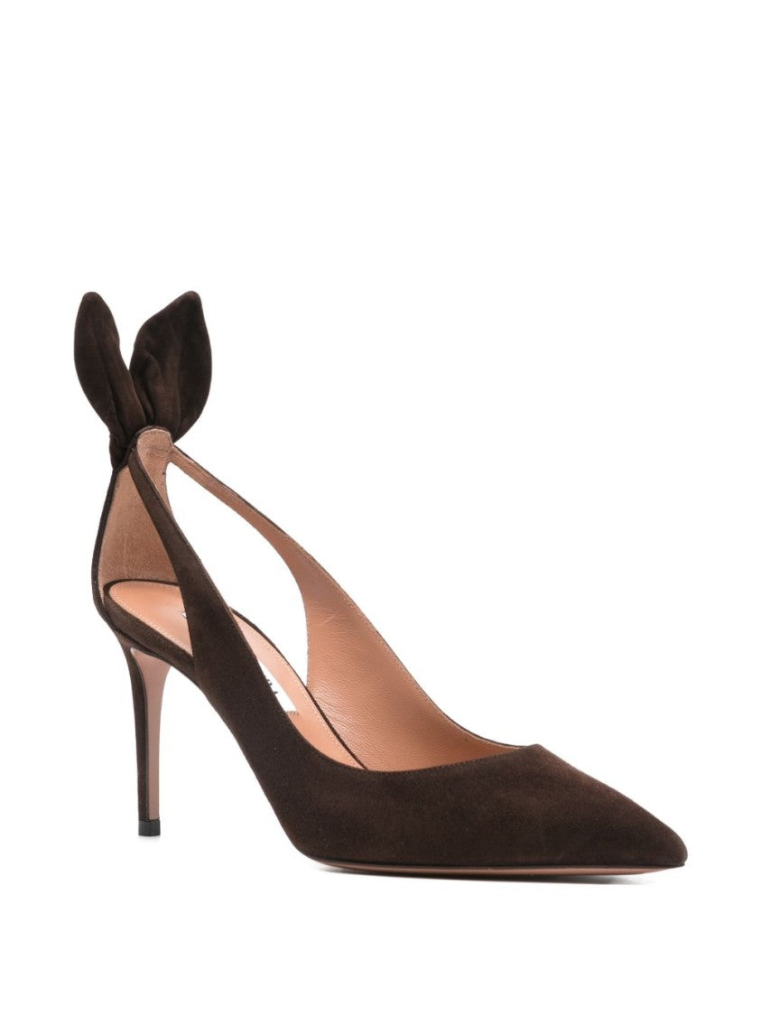 Aquazzura Brown Silk And Nylon Stiletto Pumps