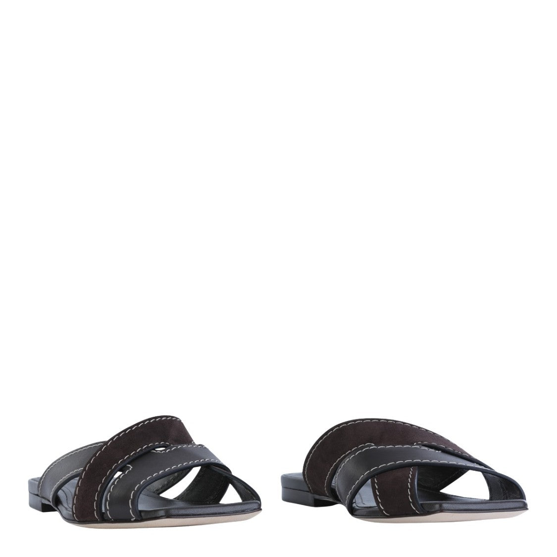 Tod's Slip-On Black Flats With Overlapping Smooth