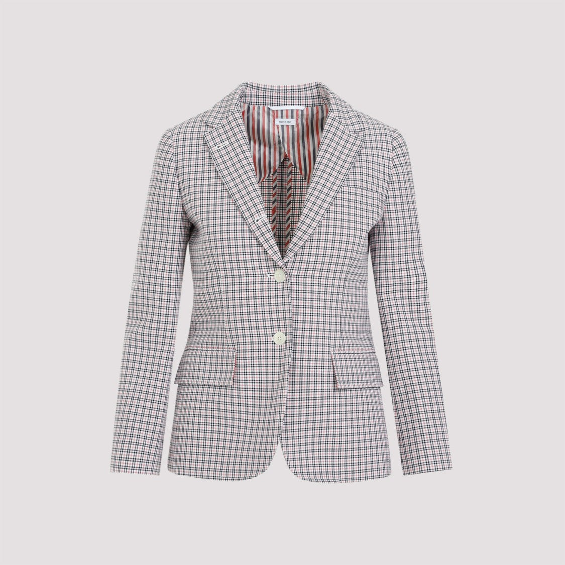 Thom Browne Small Check White Cotton Jacket