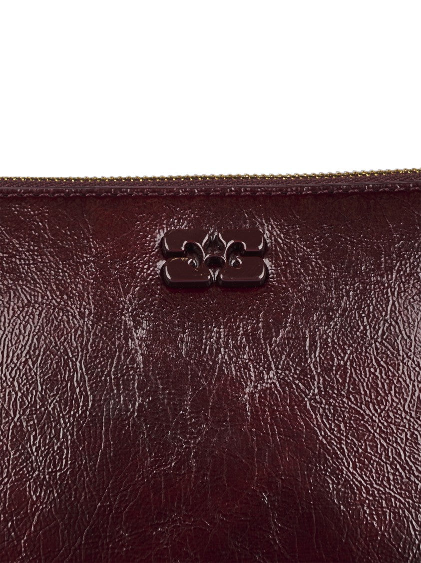Ganni Textured Geometric Zip Clutch