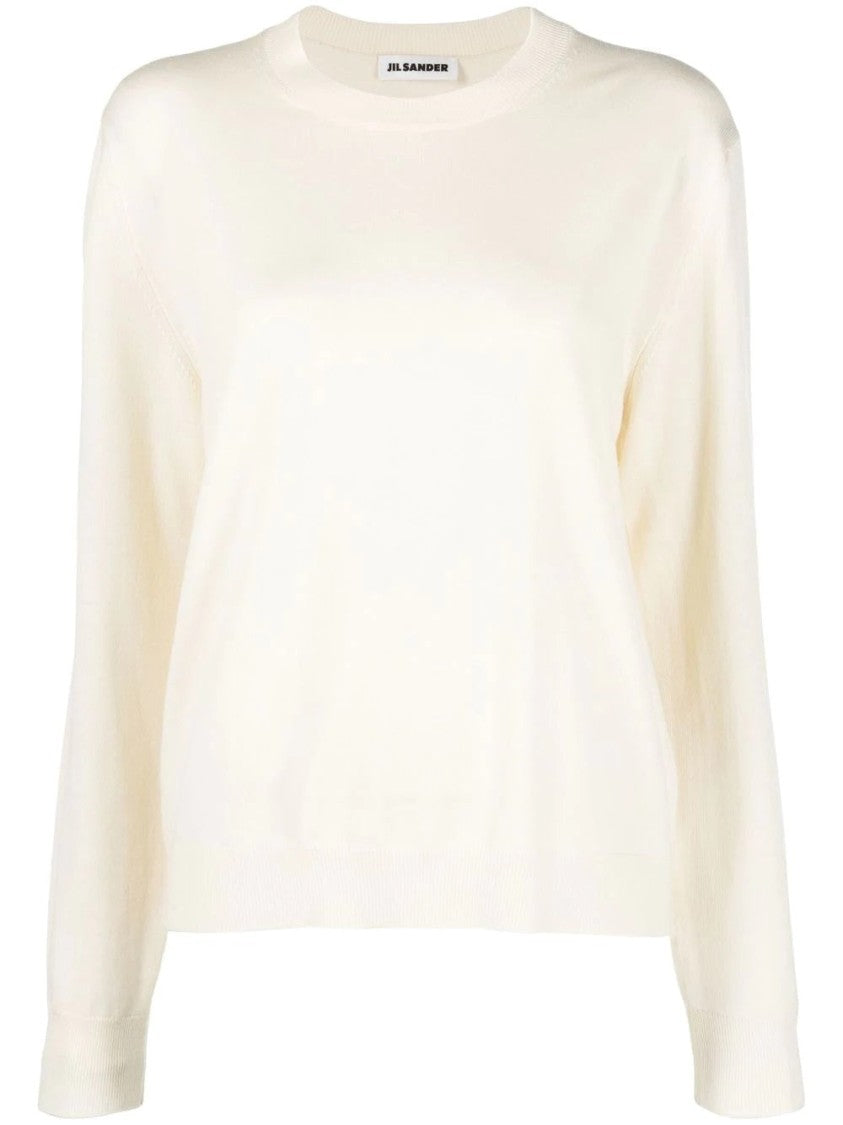 Jil Sander Minimalist Virgin Wool Sweater With Classic Crew Neckline