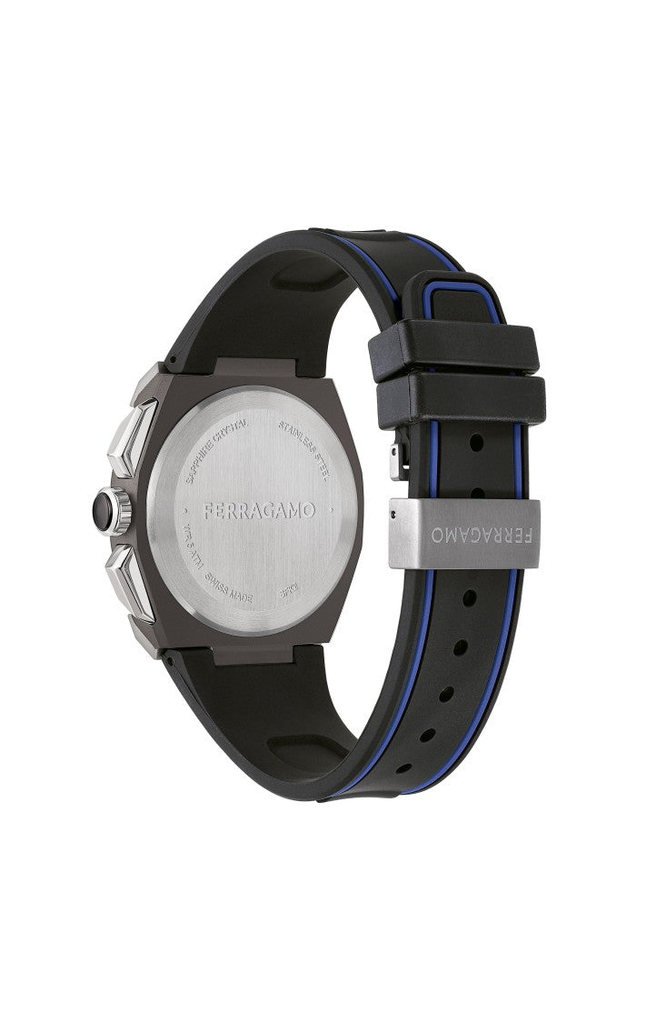Ferragamo Chronograph Date Quartz Watch With Black Matte Dial