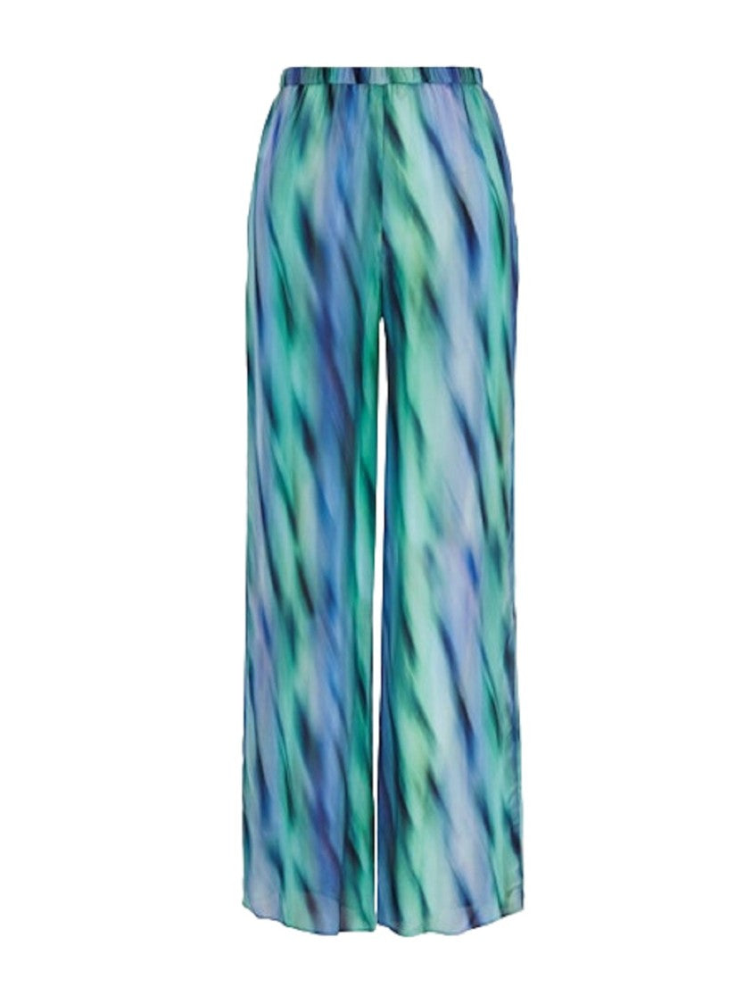 Armani Exchange High-Waisted Drawstring Trousers Abstract Pattern