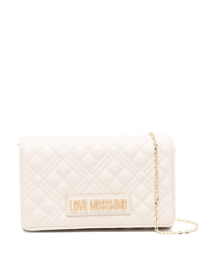 Love Moschino Quilted Avorio Shoulder Bag With Gold Hardware