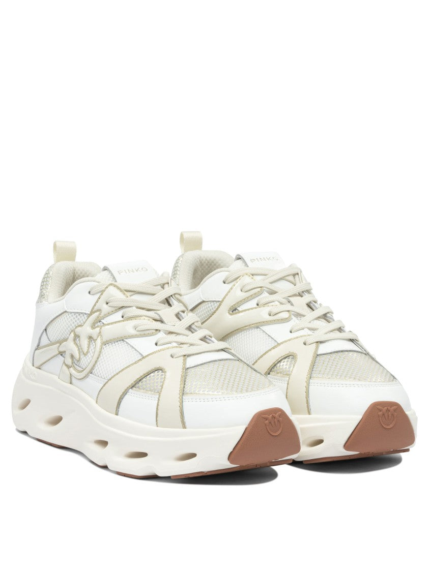 Pinko Leather-Mesh Slip-On Sneakers