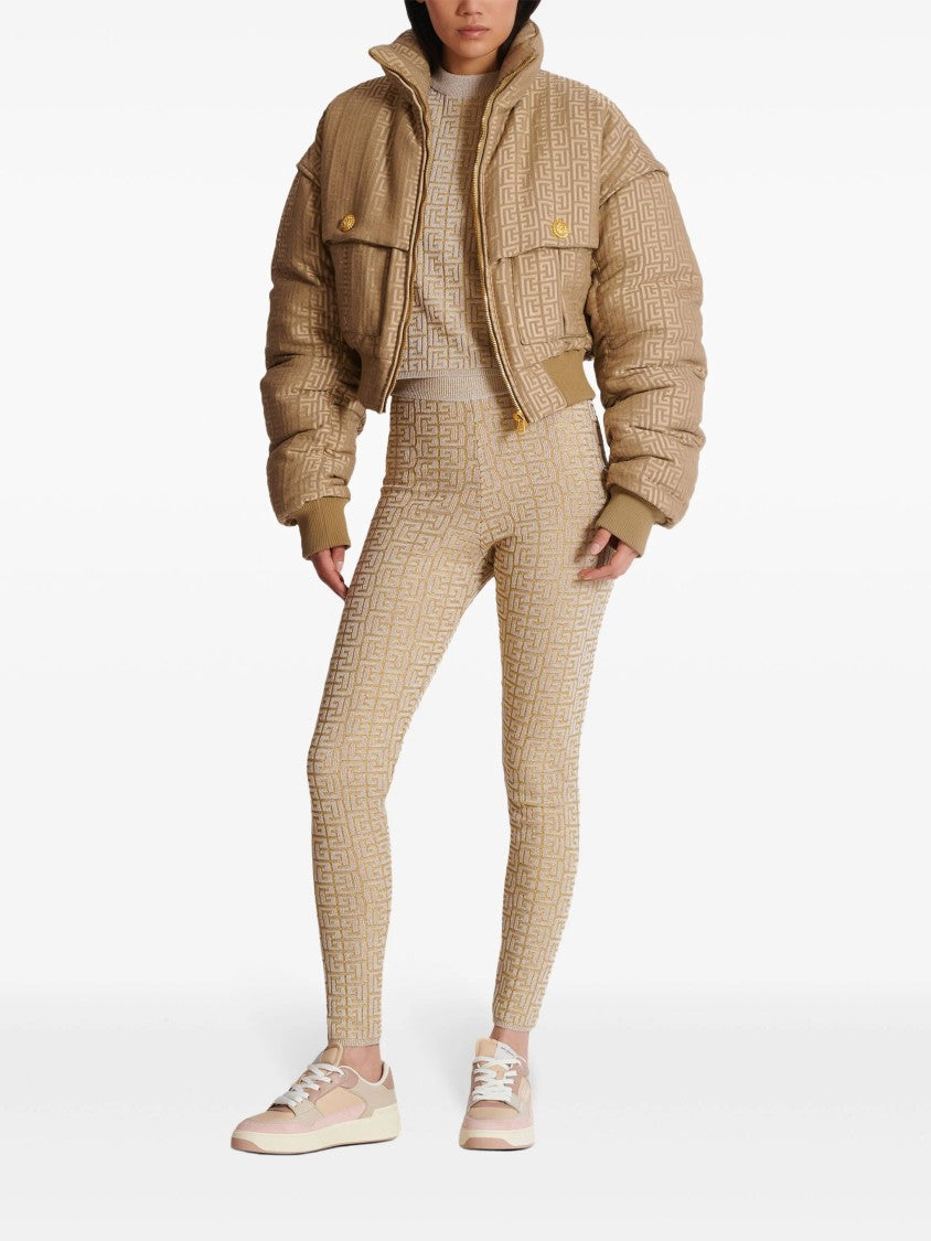 Balmain Neutral Leggings High-Waisted Knit Leggings