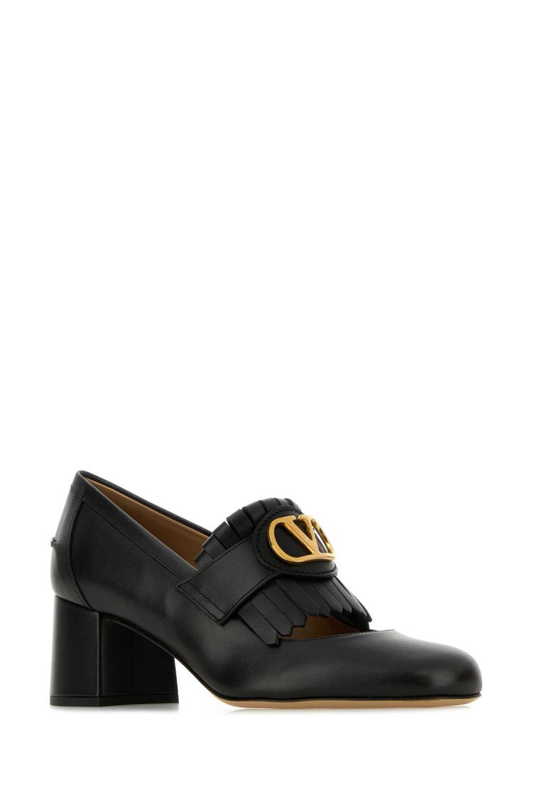 Valentino Garavani Black Leather Vlogo Pumps