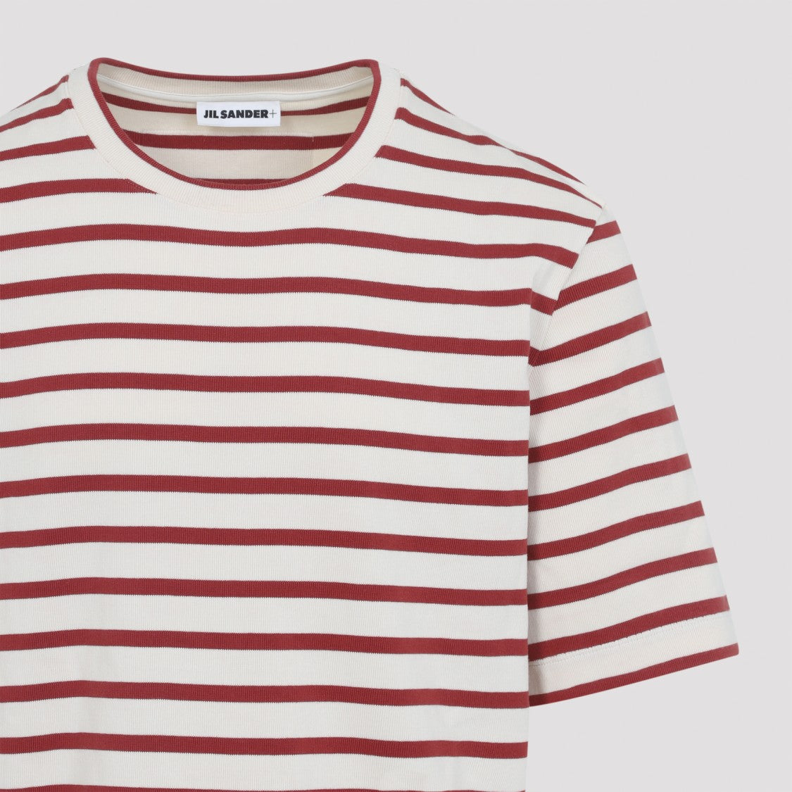 Jil Sander Salty Red Ribbed Cotton T-Shirt