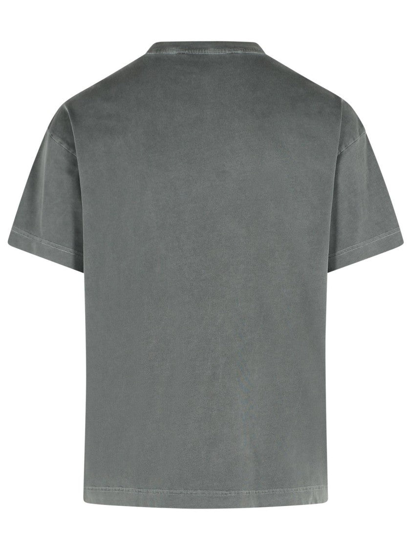 Palm Angels Gradient Gray Cotton T-Shirt With Contrast Print