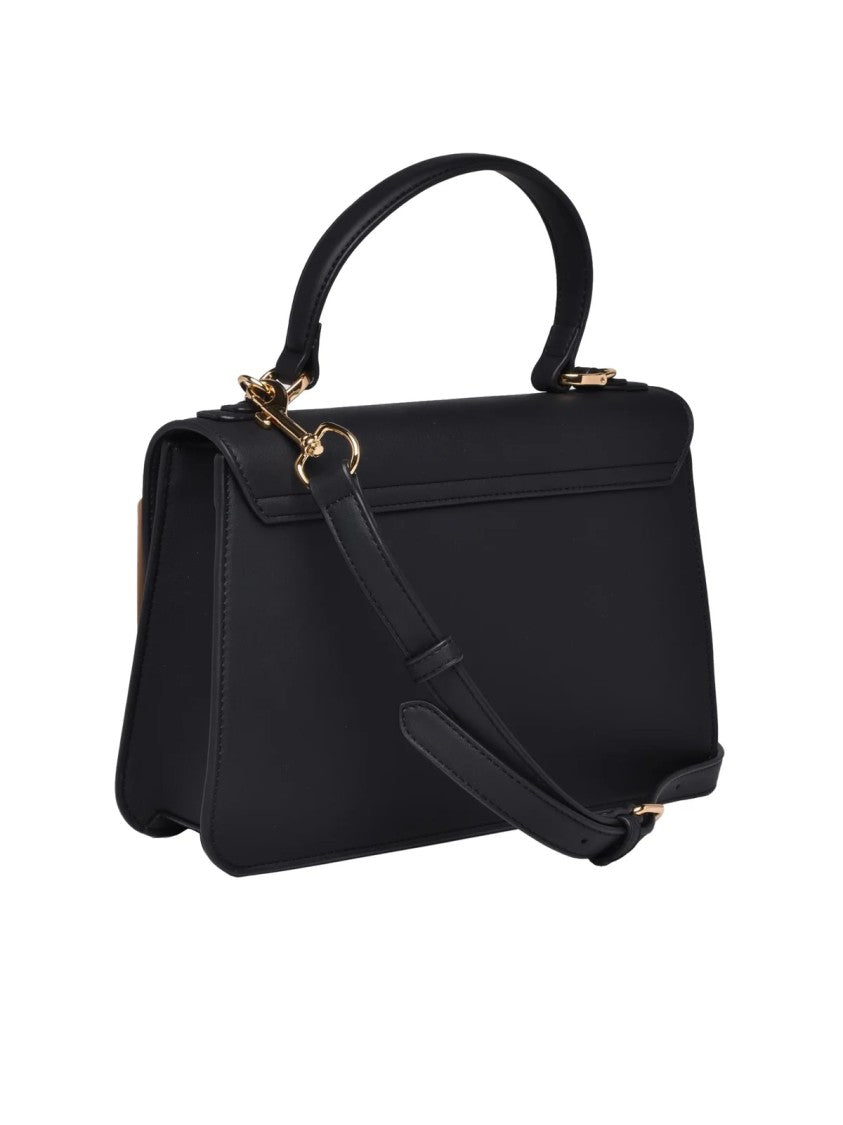 Love Moschino Black Polyurethane Gold-Detail Handbag