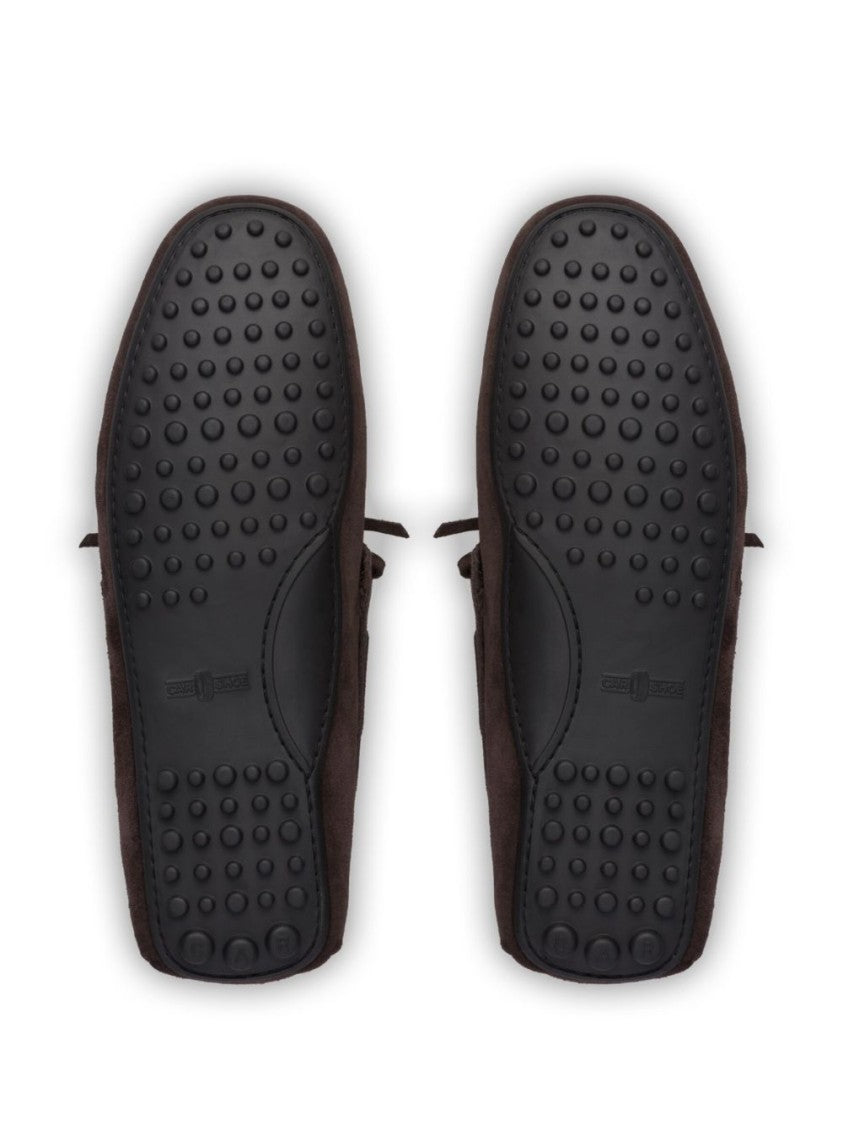 Car Shoe Rich Suede Loafers With Moccasin Design