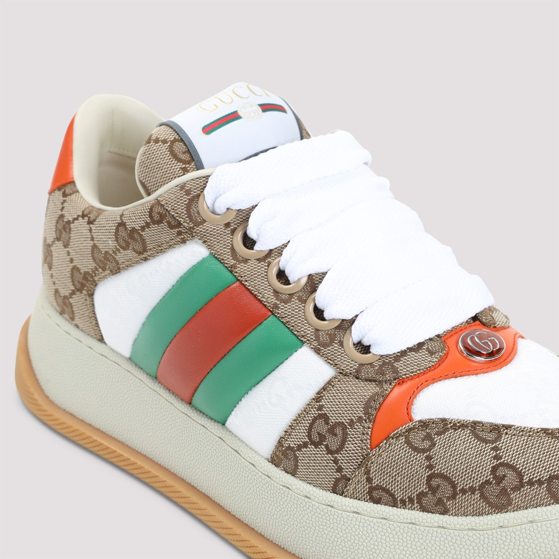 Gucci Brown Gg Supreme Textile Double Screener Sneakers