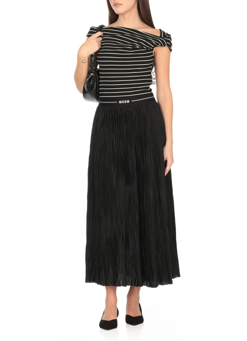 Msgm Black Logoed Skirt