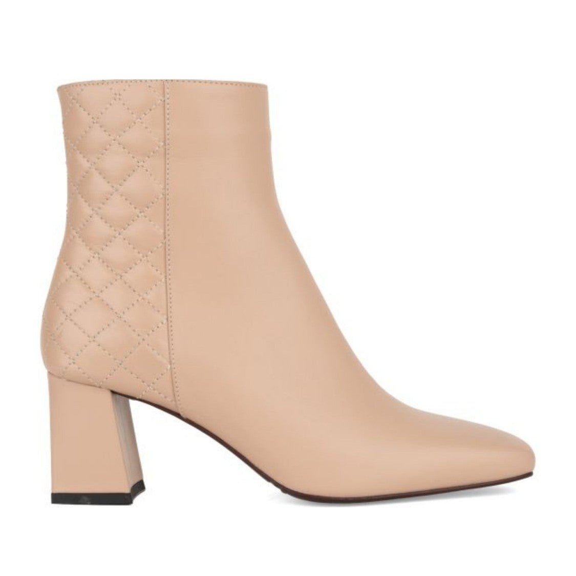 Sergio Moretti Beige Quilted Pointed Toe Block Heel Leather Boots