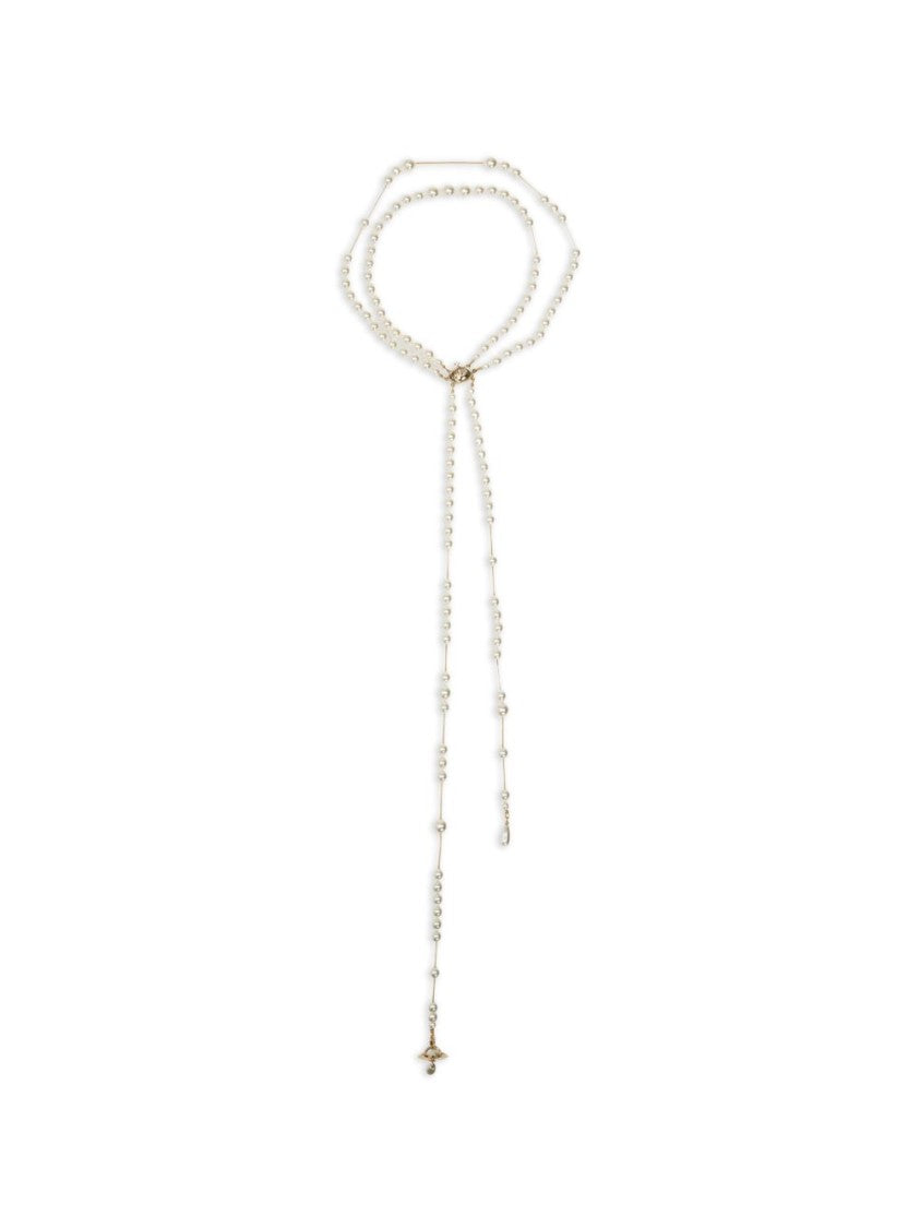 Vivienne Westwood White Three-Strand Beaded Silk Necklace