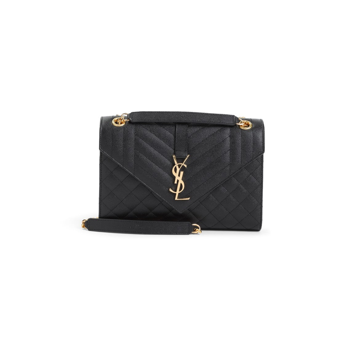 Saint Laurent Black Saffiano Leather Ysl Envel M Bag