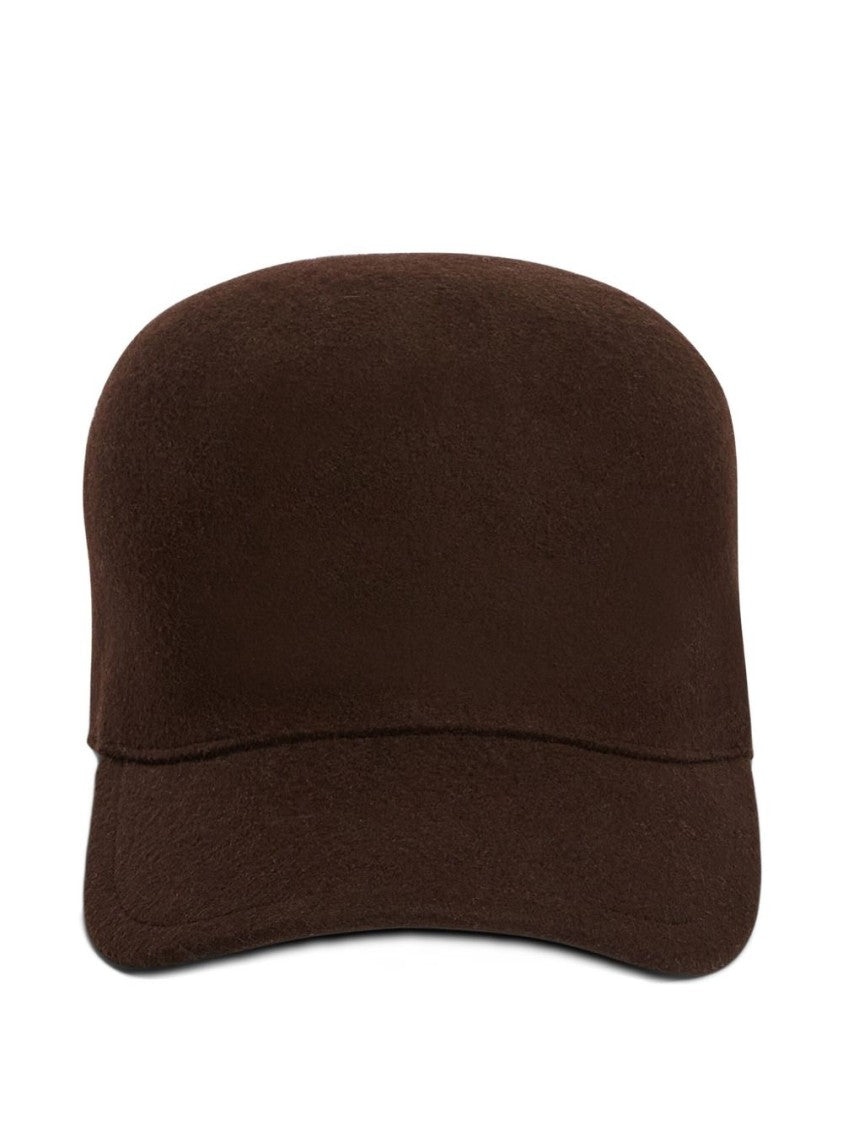 Jil Sander Structured Brown Wool Hat
