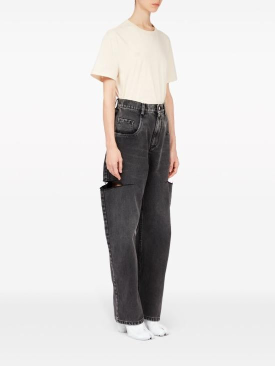 Maison Margiela High-Waisted Wide-Leg Jeans With Bold Cut-Out Details