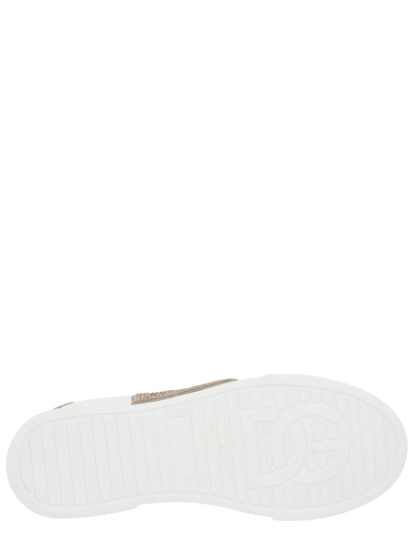 Dolce & Gabbana Low-Top White Leather Sneakers
