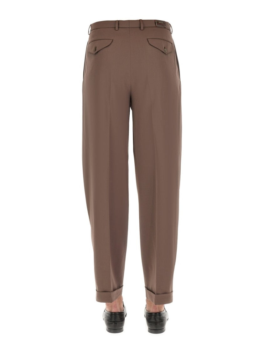 Gucci Refined Wool Trousers With Iconic Web Detail