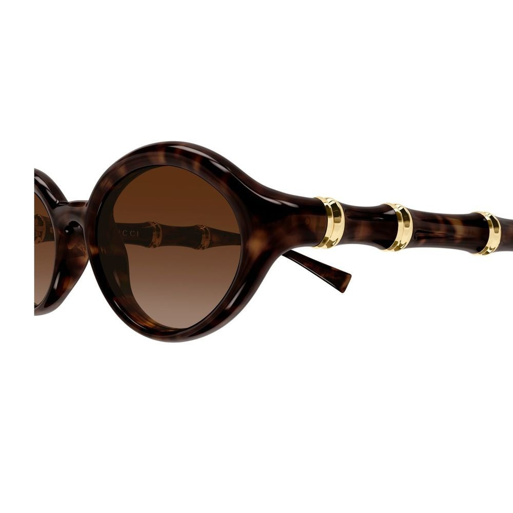 Gucci Oval-Shaped Retro-Inspired Sunglasses With Gold Accents Gg2059s Linea Sign