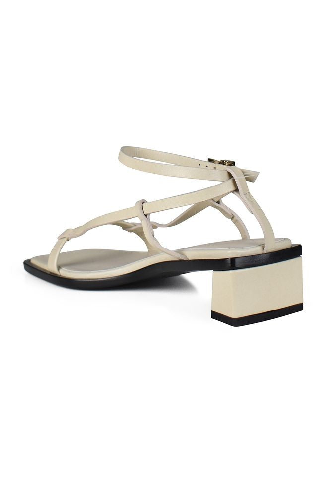 Anest Collective Crossover White Leather Sandals With Square Toe