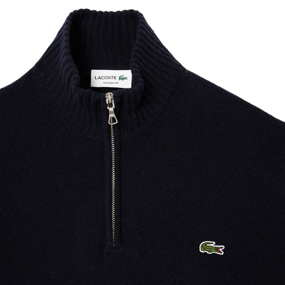 Lacoste Zip-Up Turtleneck Pullover With Signature Detail