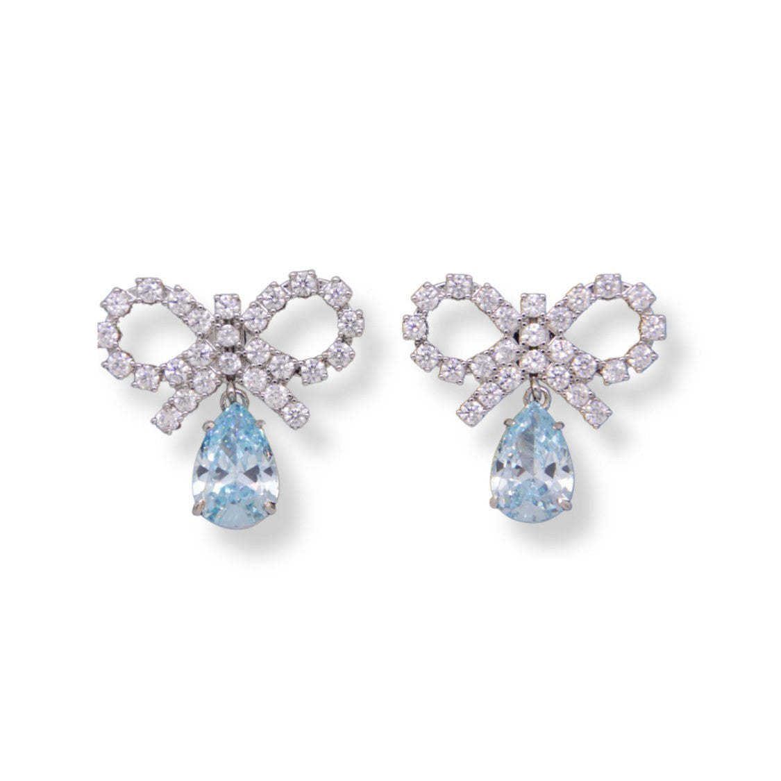 Self-Portrait Micro Bow Droplet Earrings With Crystal Accents