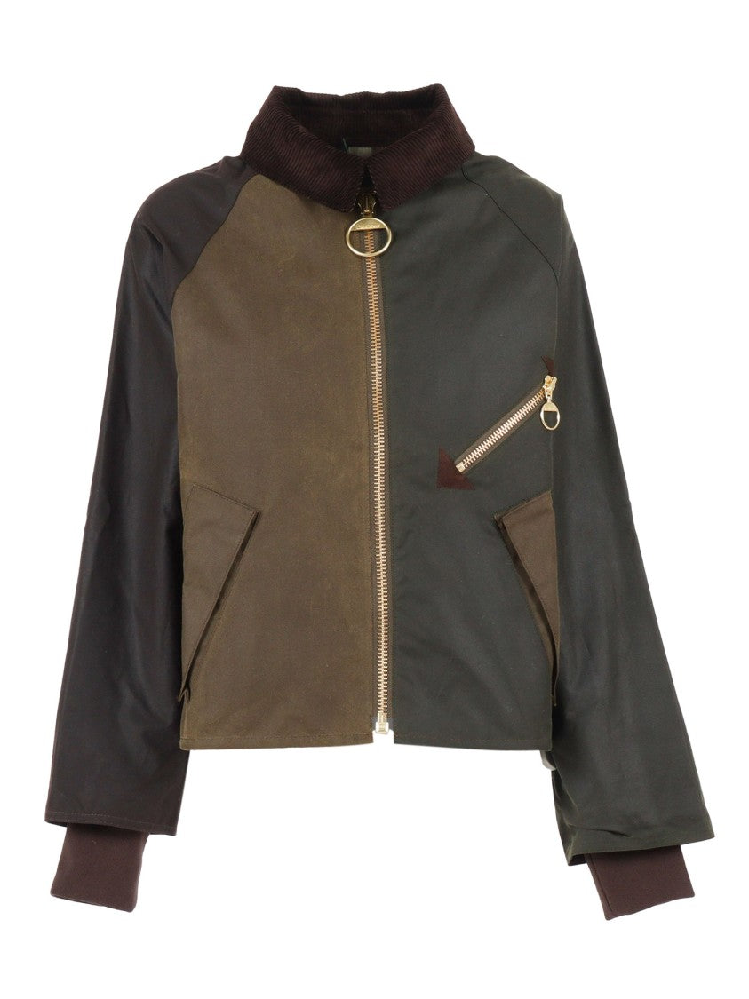 Barbour Color-Block Waxed Cotton Jacket With Ribbed Details