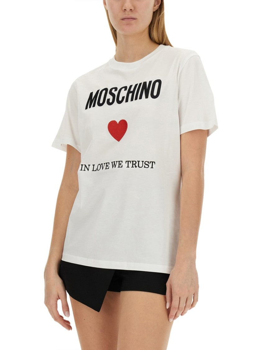 Moschino Logo Heart Motif T-Shirt With Bold Design