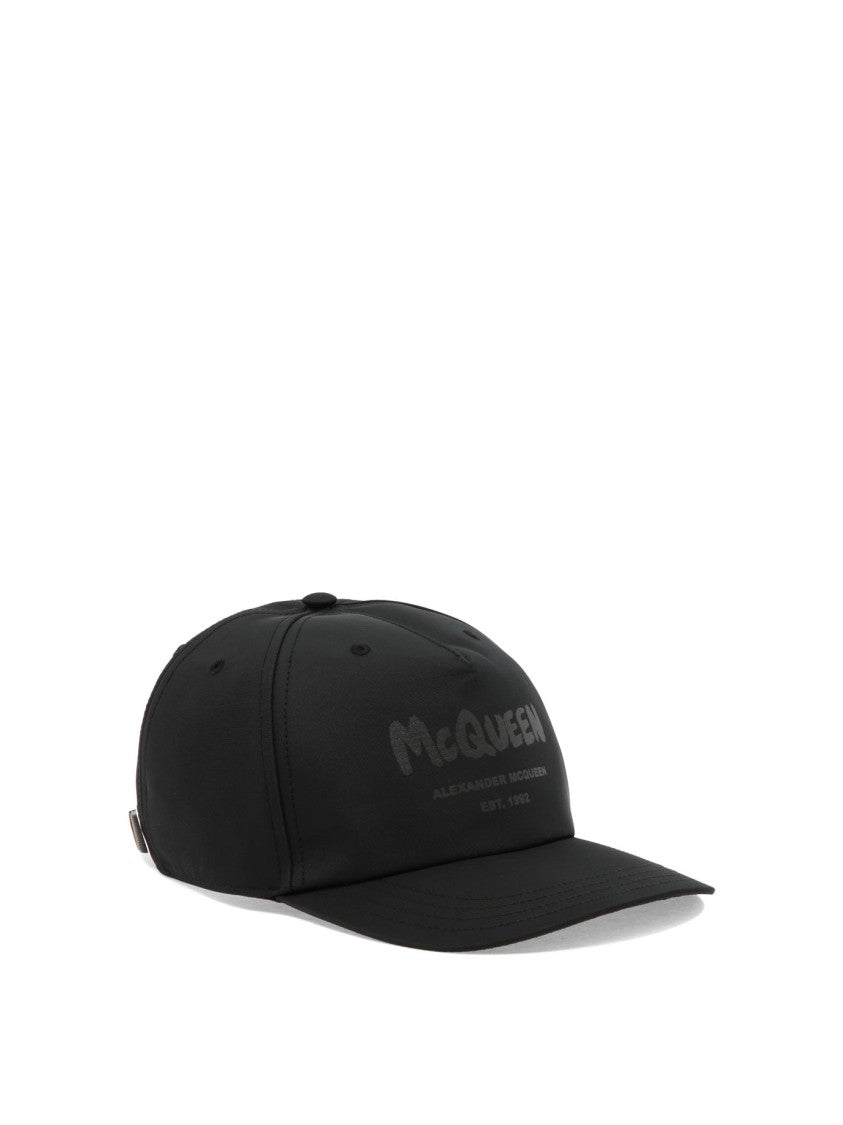 Alexander Mcqueen Structured Black Cap With Logo