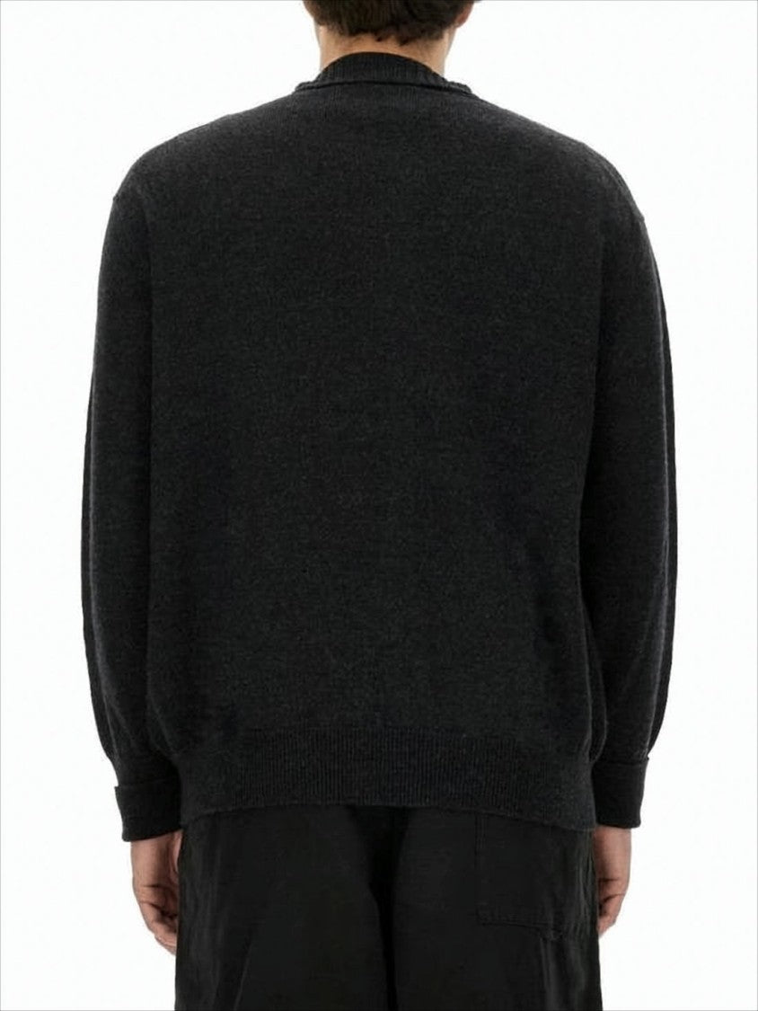 Margaret Howell Full-Zip Merino Wool Sweater With Ribbed Collar And Pockets