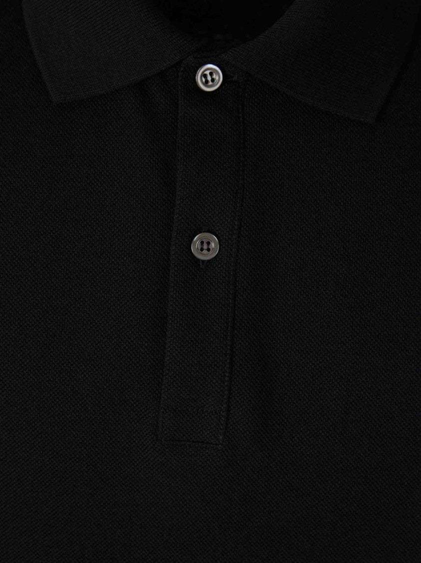 Alexander Mcqueen Short-Sleeve Black Polo Shirt With Panel Details