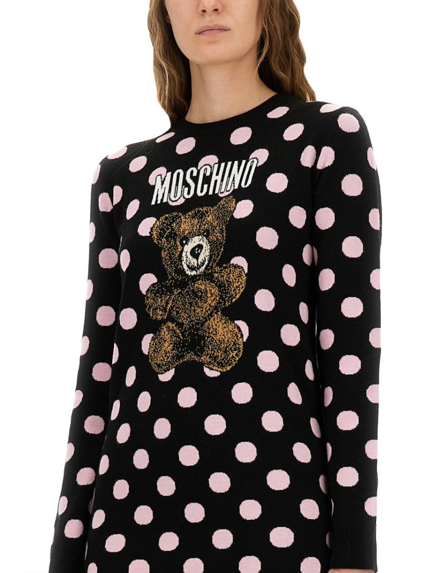 Moschino Polka Dot Dress With Logo