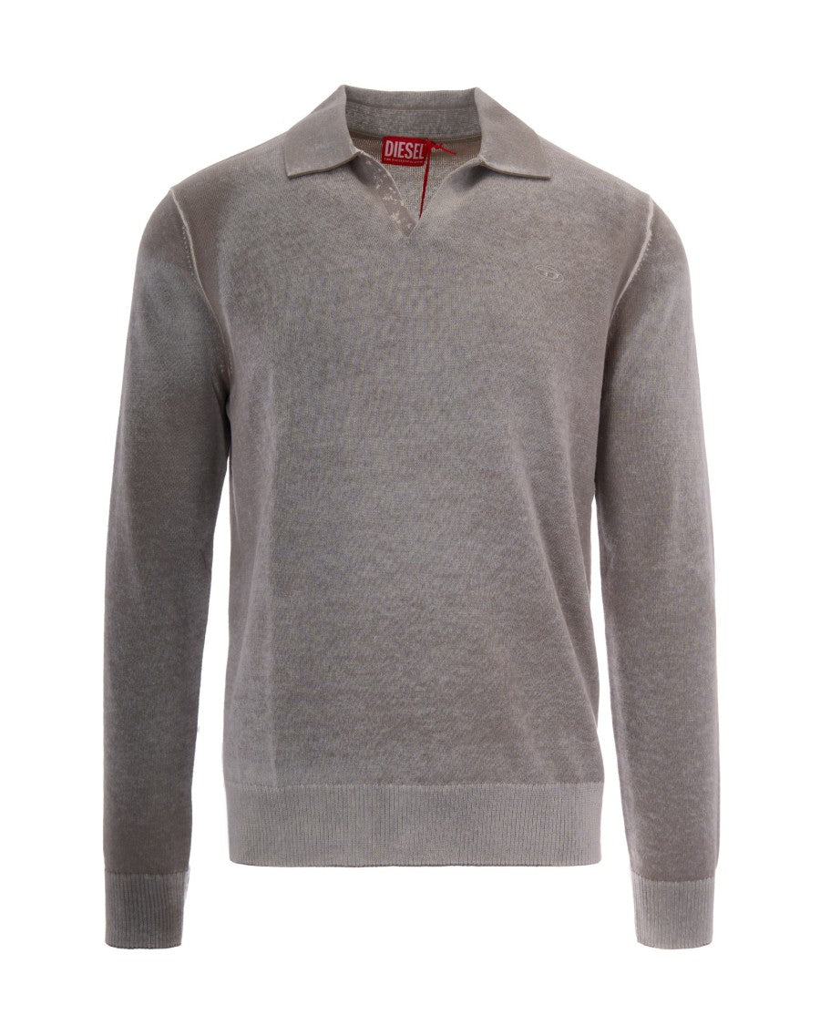 Diesel Sandy Beige Lawrence Ribbed Cotton Polo Shirt