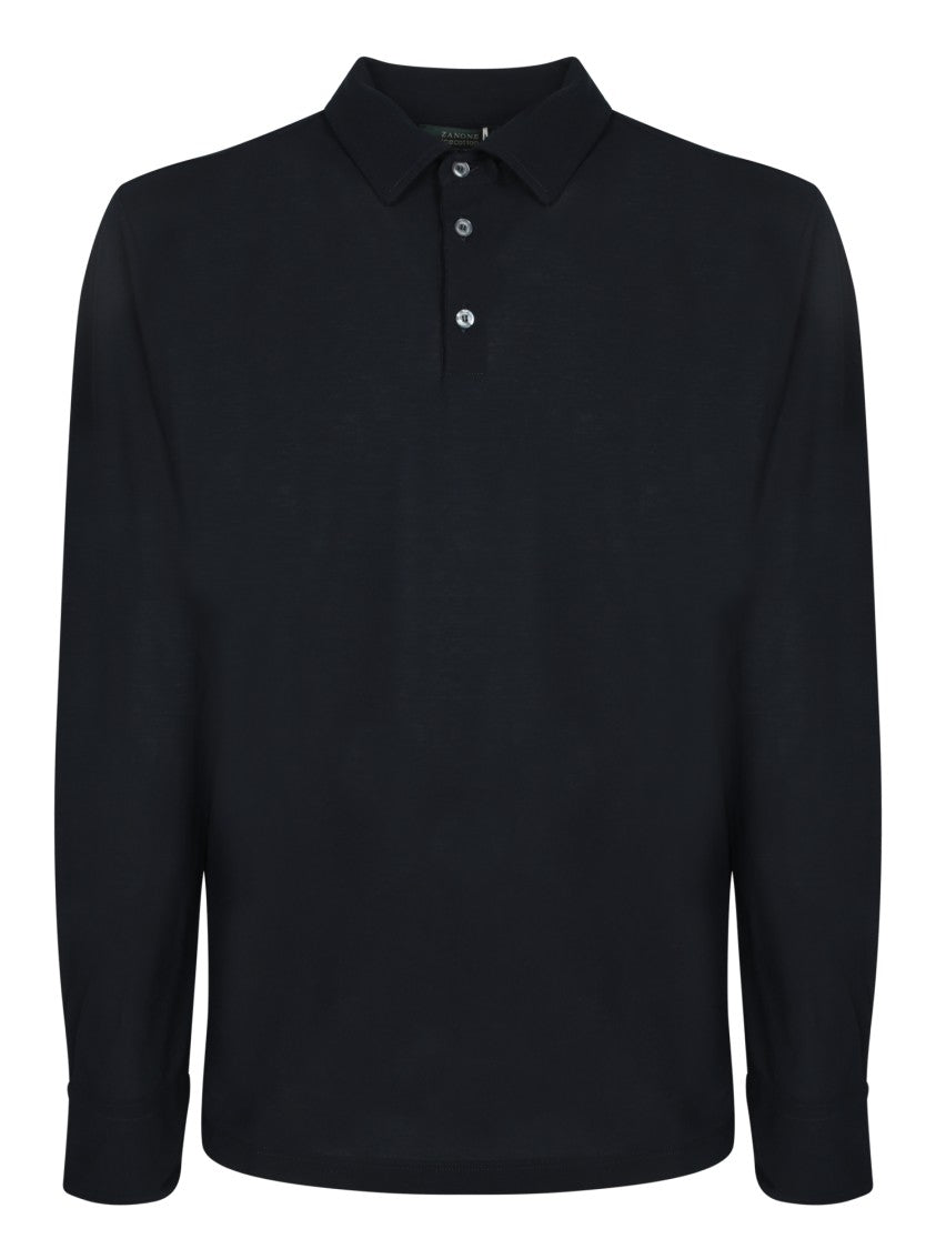 Zanone Refined Long Sleeve Polo With Three-Button Collar