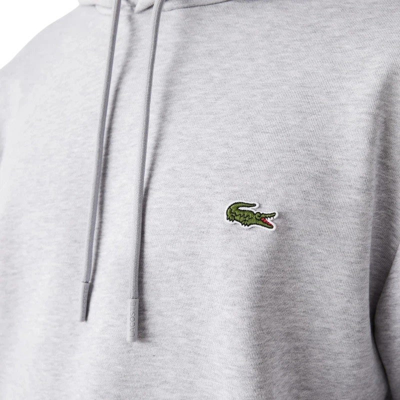 Lacoste Relaxed-Fit Heather Grey Drawstring Hood Sweatshirt