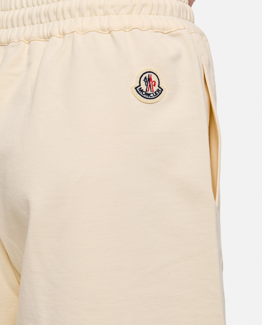 Moncler Relaxed Fit Cream Knitted Shorts With Elasticated Waistband
